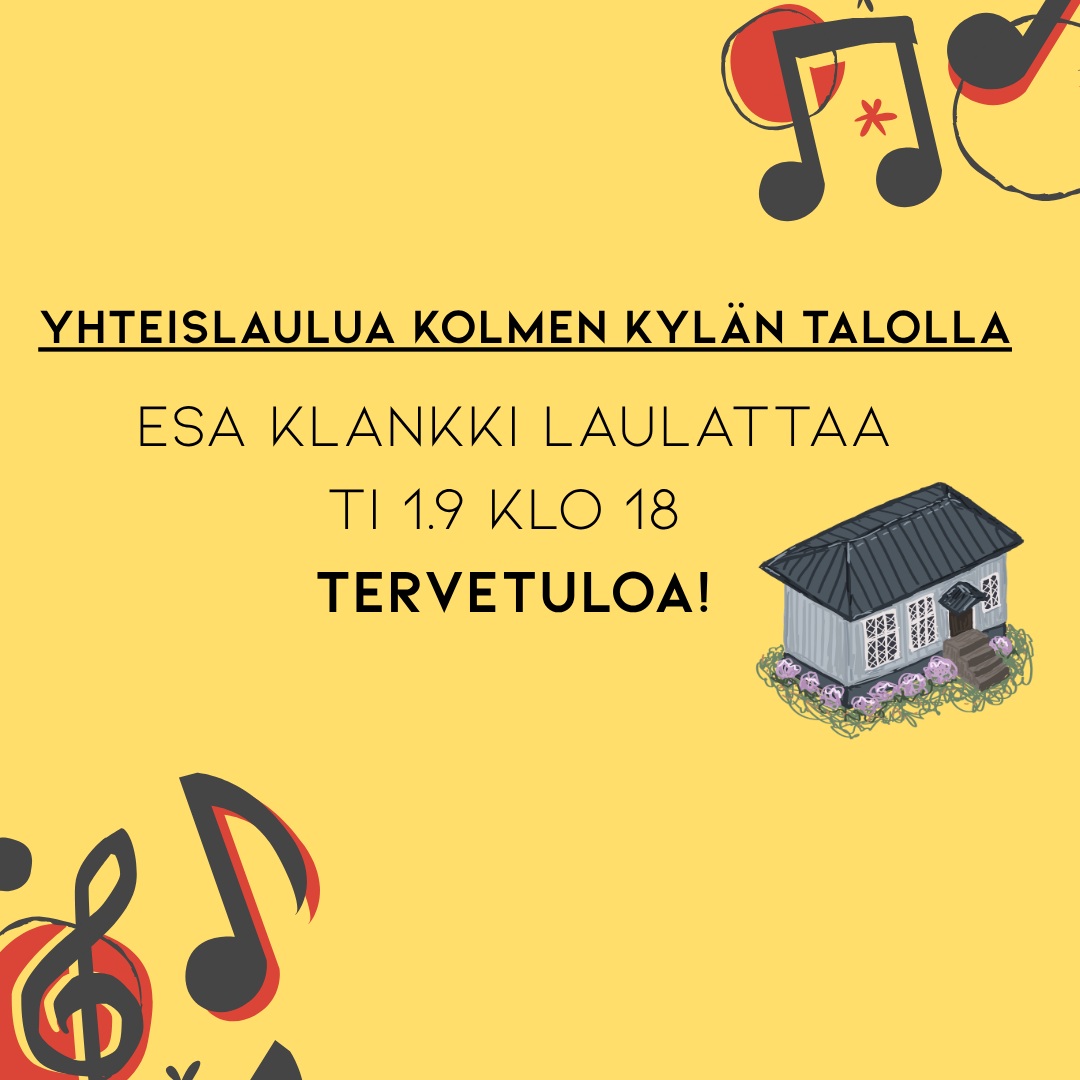 🎶 Lauluilta 🎶 Tiistaina 1.9. klo 18 Tule viettämään tunnelmallinen ilta yhdessä laulaen tuttuja sävelmiä!…